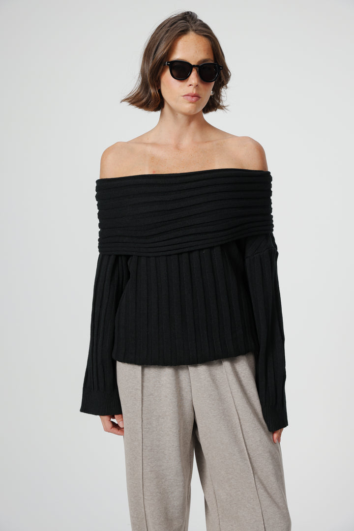 Memory Black Off Shoulder Sweater