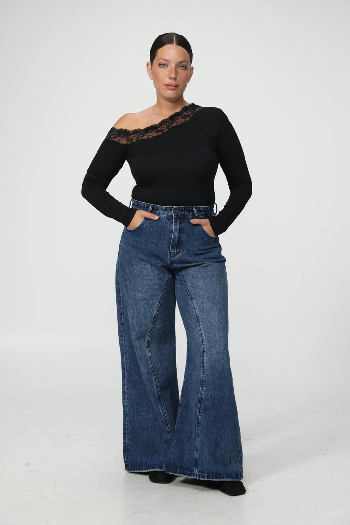 Luna Lace Black Off Shoulder Top