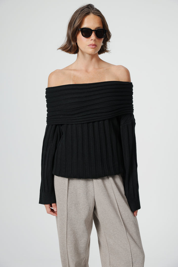 Memory Black Off Shoulder Sweater