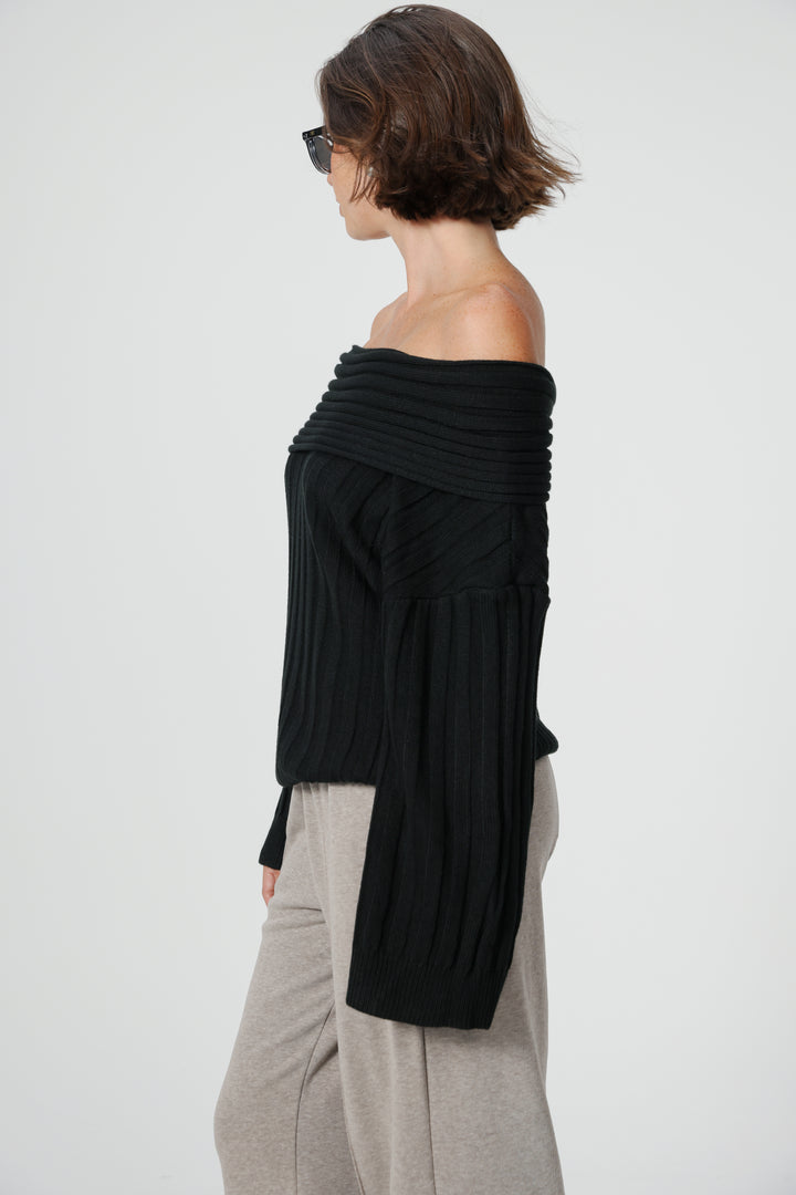 Memory Black Off Shoulder Sweater