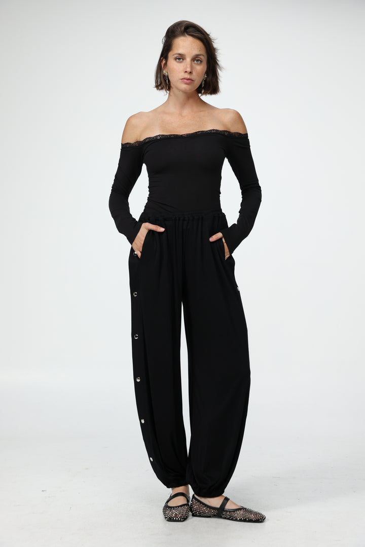 Player Black Off Shoulder Top