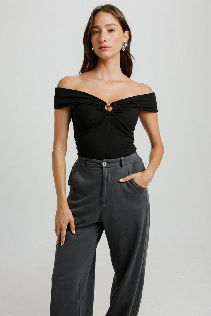 Noble Black Off Shoulder Top