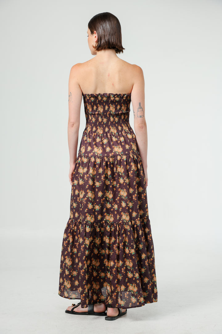 Centara Dark Floral Strapless Dress