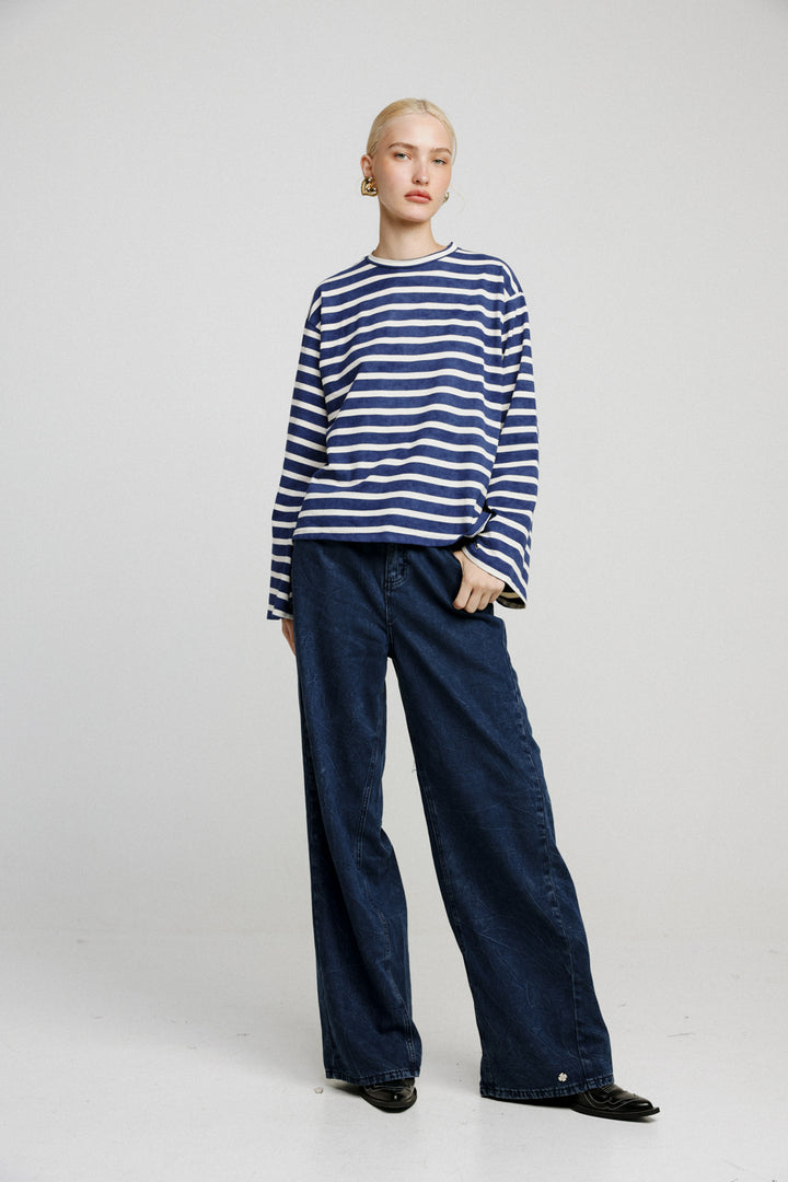 Rock Blue Ribbed Stripes Shirt