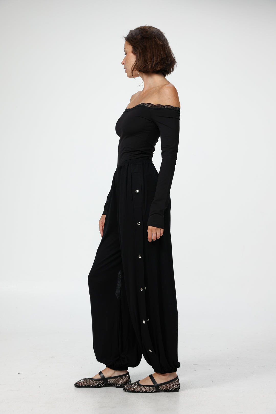 Player Black Off Shoulder Top