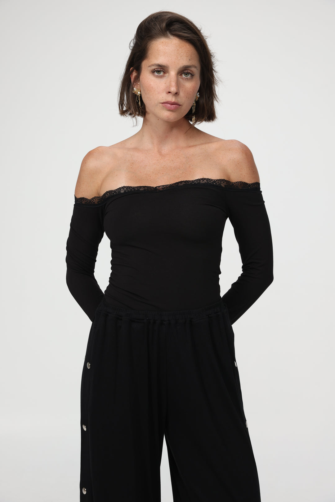 Player Black Off Shoulder Top