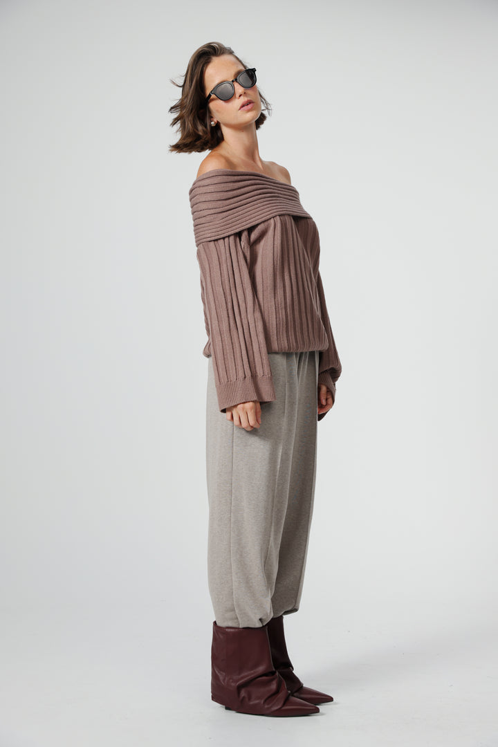 Memory Mocha Off Shoulder Sweater