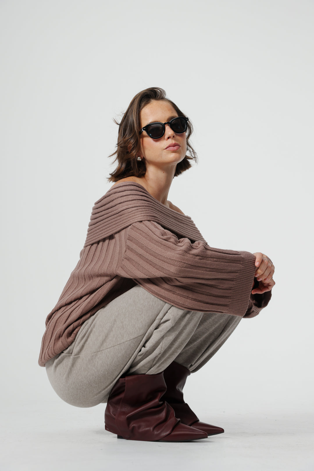 מגפיים חומים לאישה Wine Leather Boots