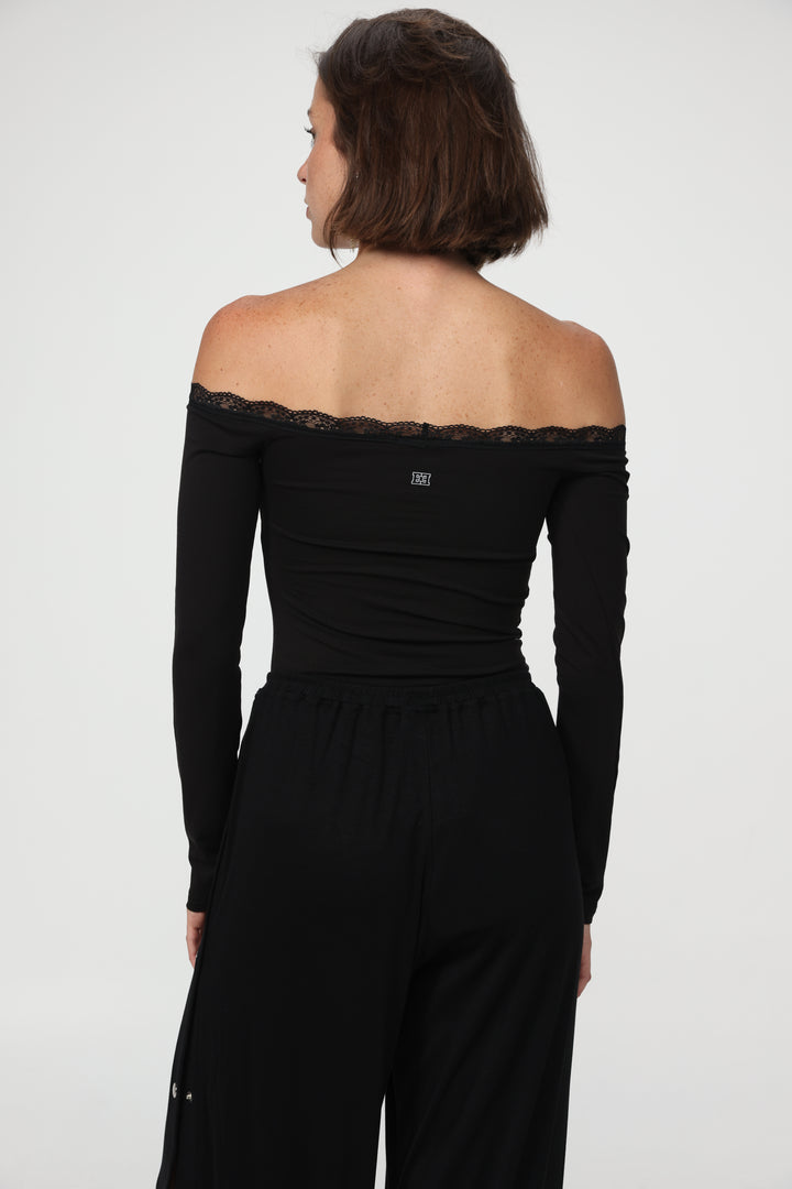 Player Black Off Shoulder Top