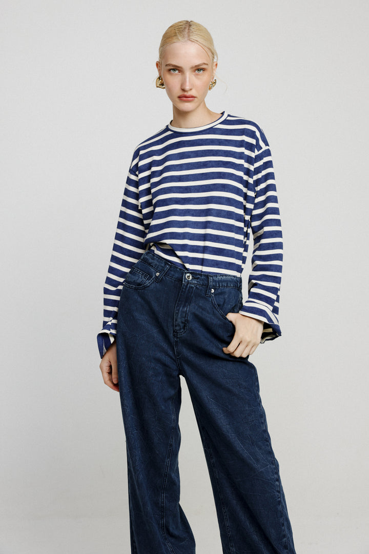 Rock Blue Ribbed Stripes Shirt