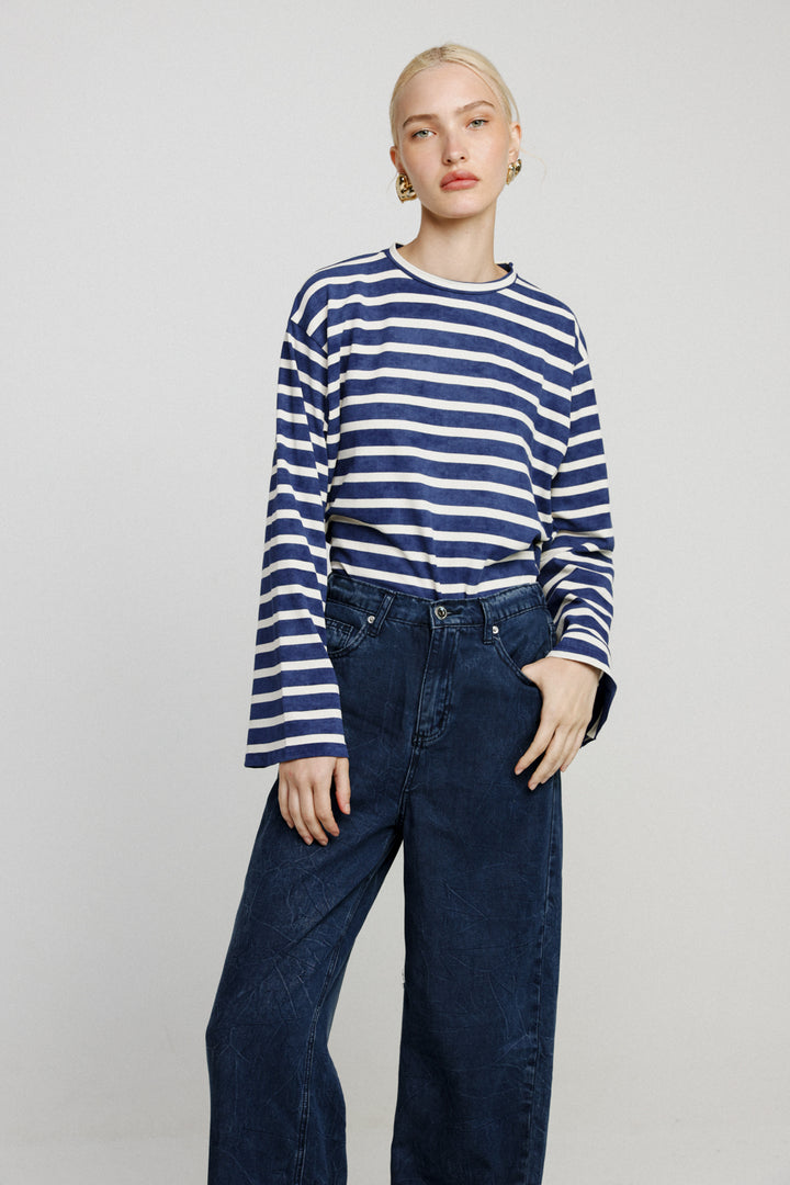 Rock Blue Ribbed Stripes Shirt