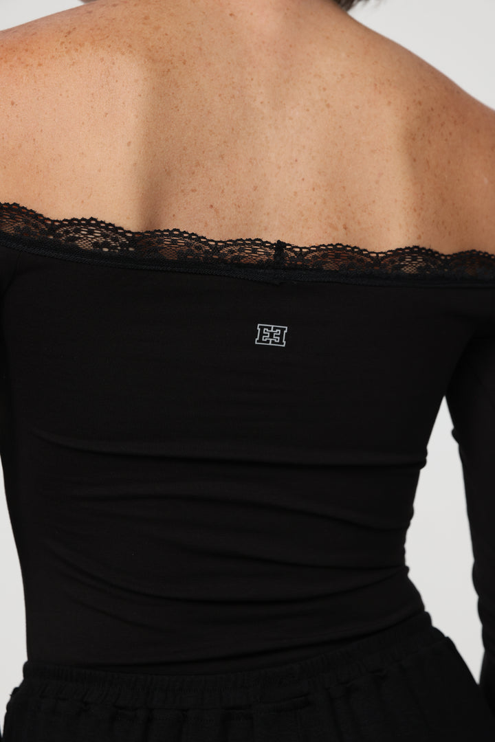 Player Black Off Shoulder Top