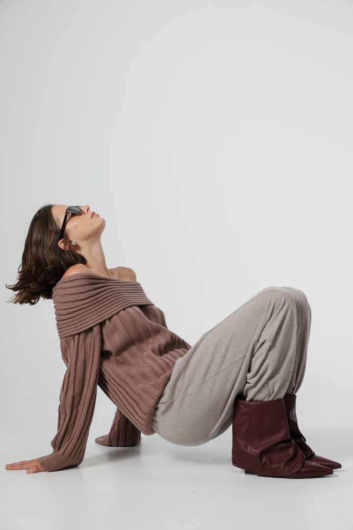 מגפיים חומות לנשים Wine Leather Boots