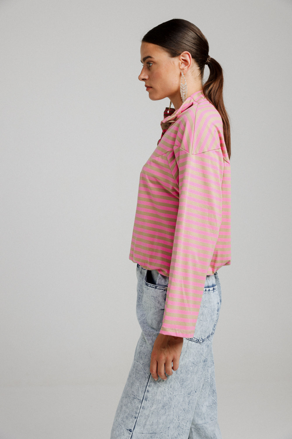 Winter Pink Striped Sweatshirt