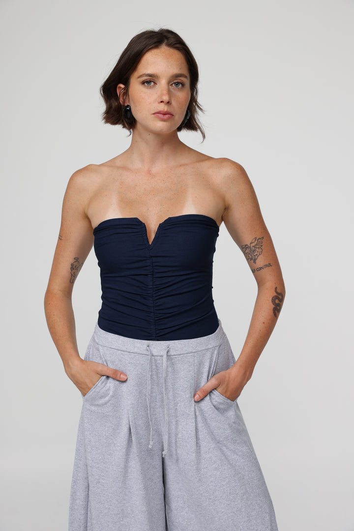 Realized Navy Strapless Top