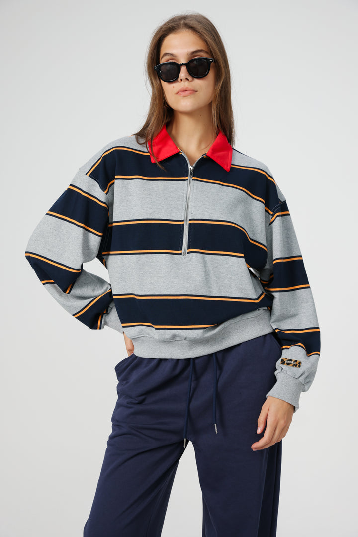 Nostalgia Grey Stripes Polo