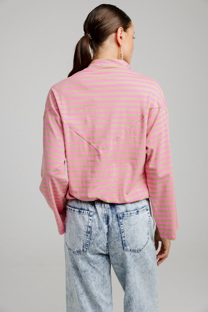 Winter Pink Striped Sweatshirt