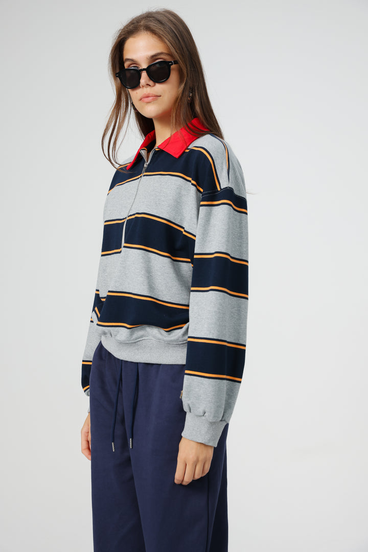 Nostalgia Grey Stripes Polo
