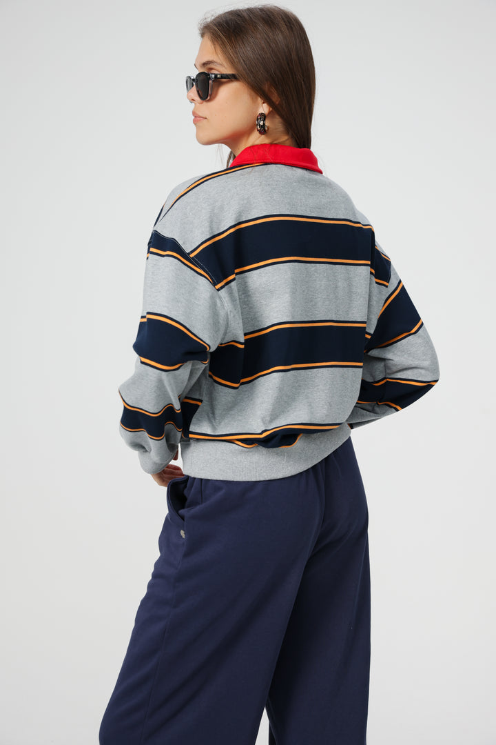 Nostalgia Grey Stripes Polo