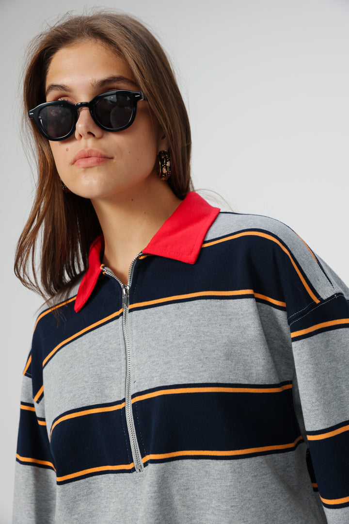 Nostalgia Grey Stripes Polo