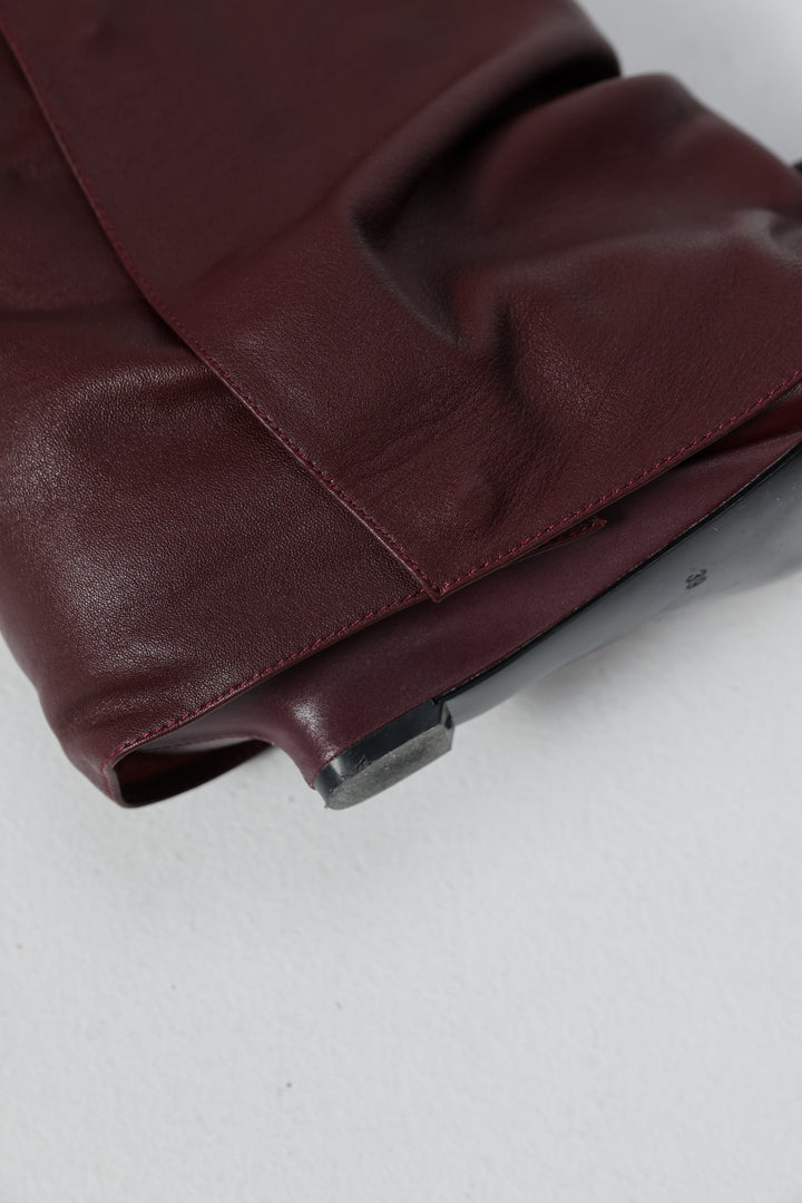 מגף חום עם עקב נמוך Wine Leather Boots