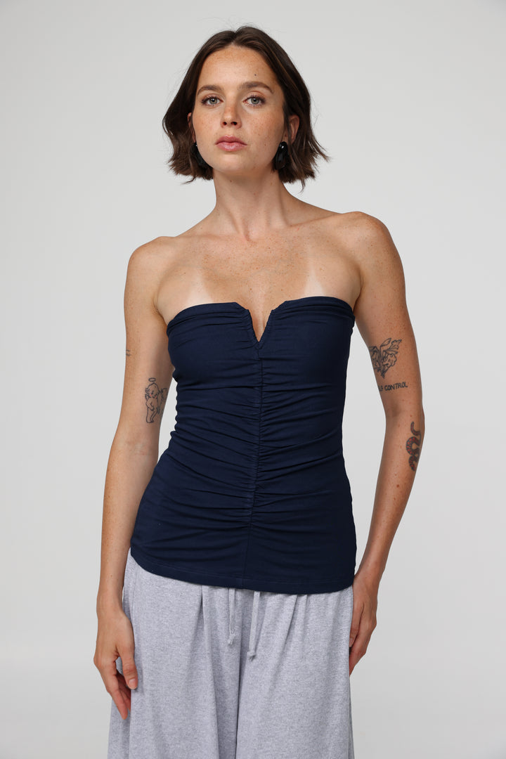 Realized Navy Strapless Top