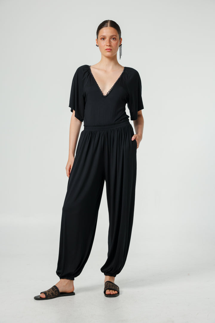 Lace V Black Jumpsuit
