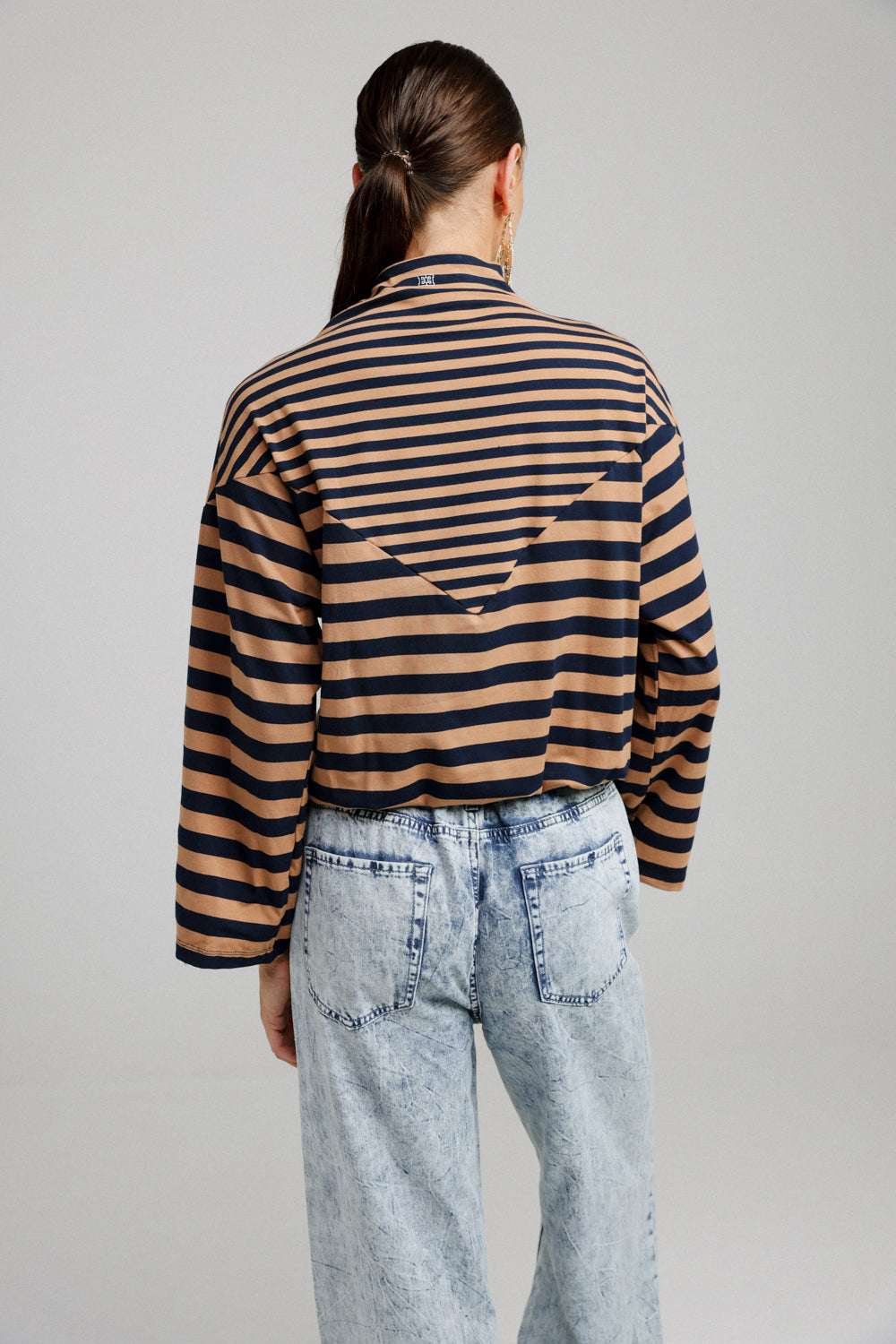 Winter Camel Striped Sweatshirt