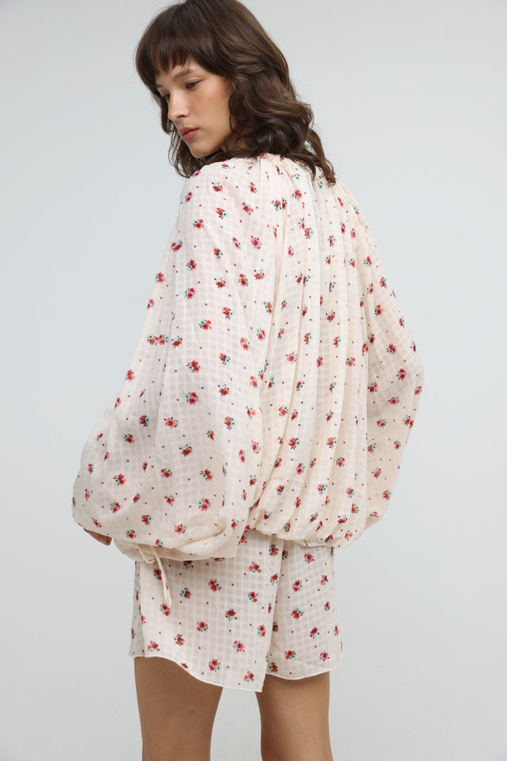 Cream Floral Tie-Front Set