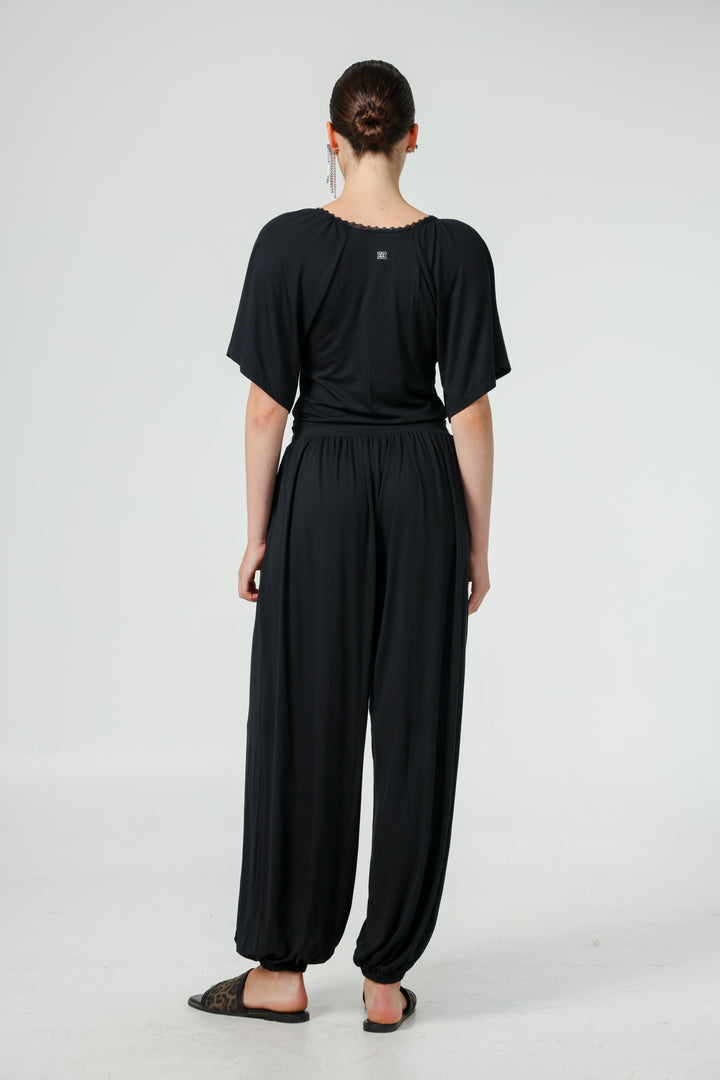 Lace V Black Jumpsuit