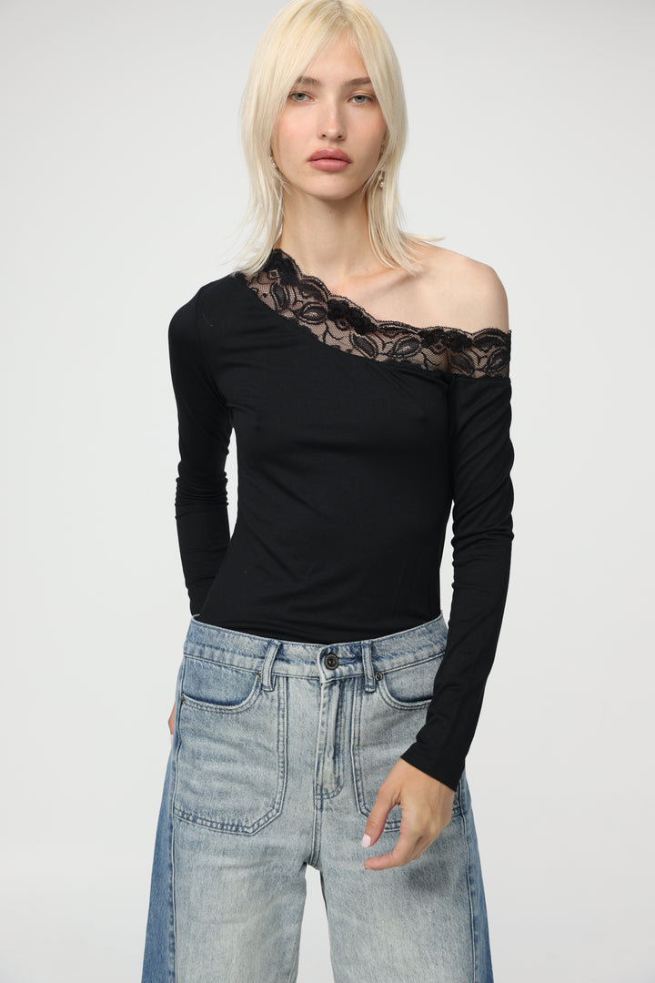 Luna Lace Black Off Shoulder Top