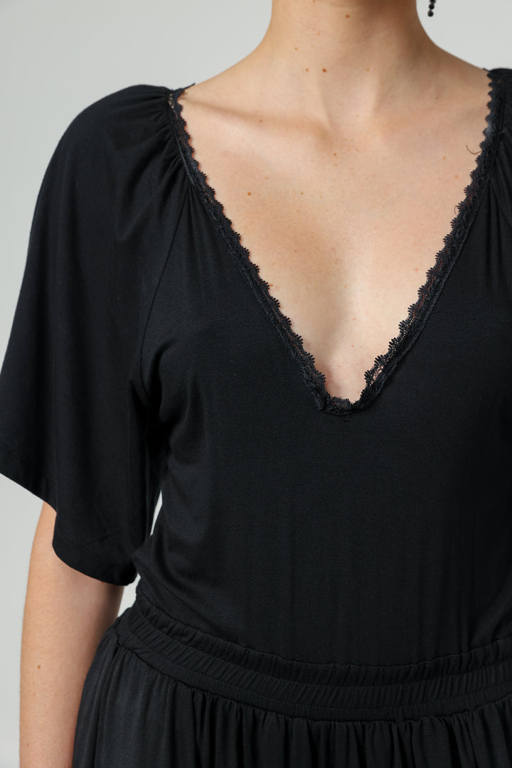 Lace V Black Jumpsuit