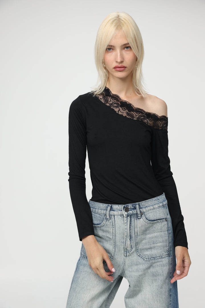 Luna Lace Black Off Shoulder Top