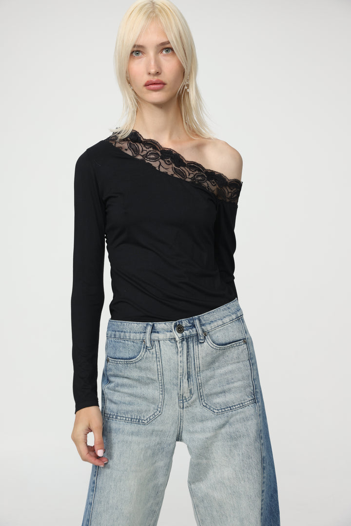 Luna Lace Black Off Shoulder Top