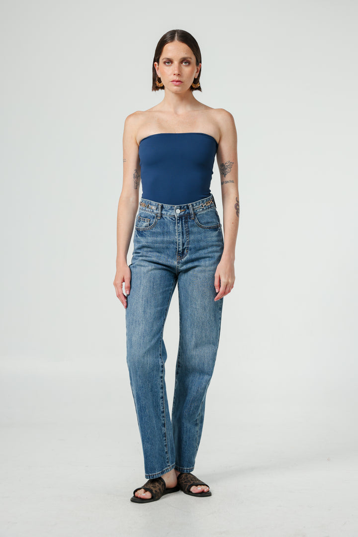 Play Blue Strapless Top