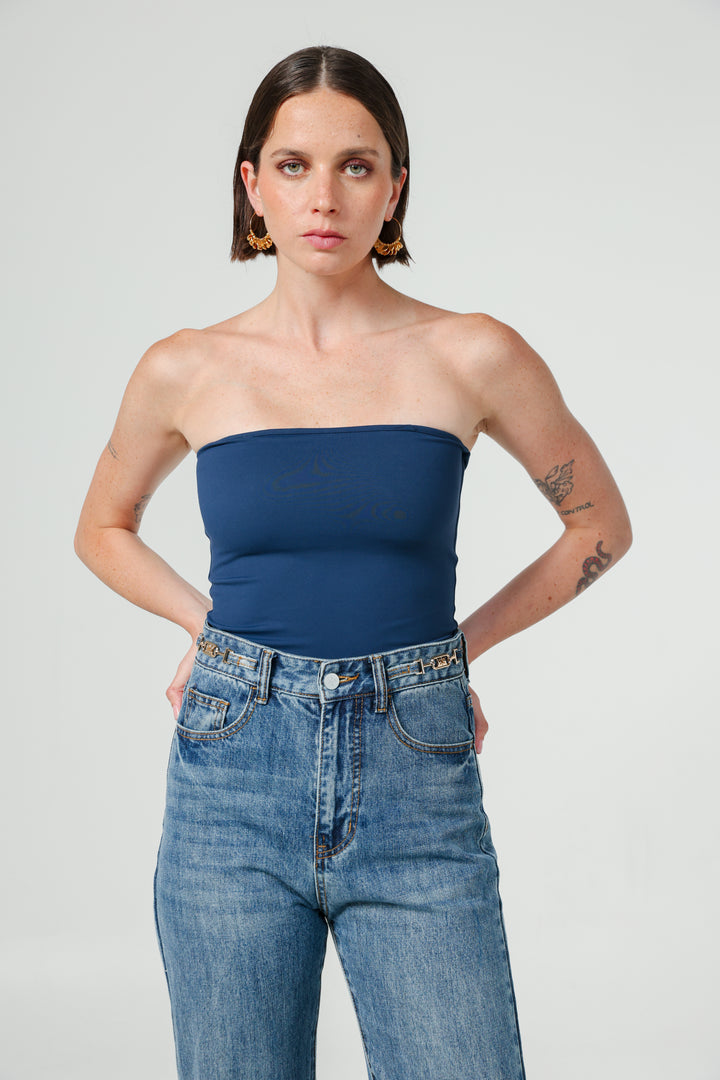 Play Blue Strapless Top