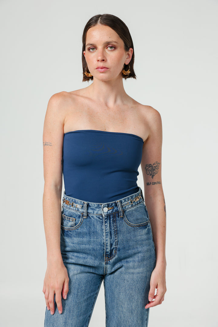 Play Blue Strapless Top