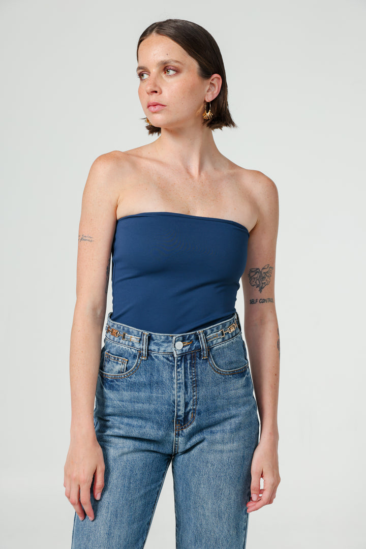 Play Blue Strapless Top