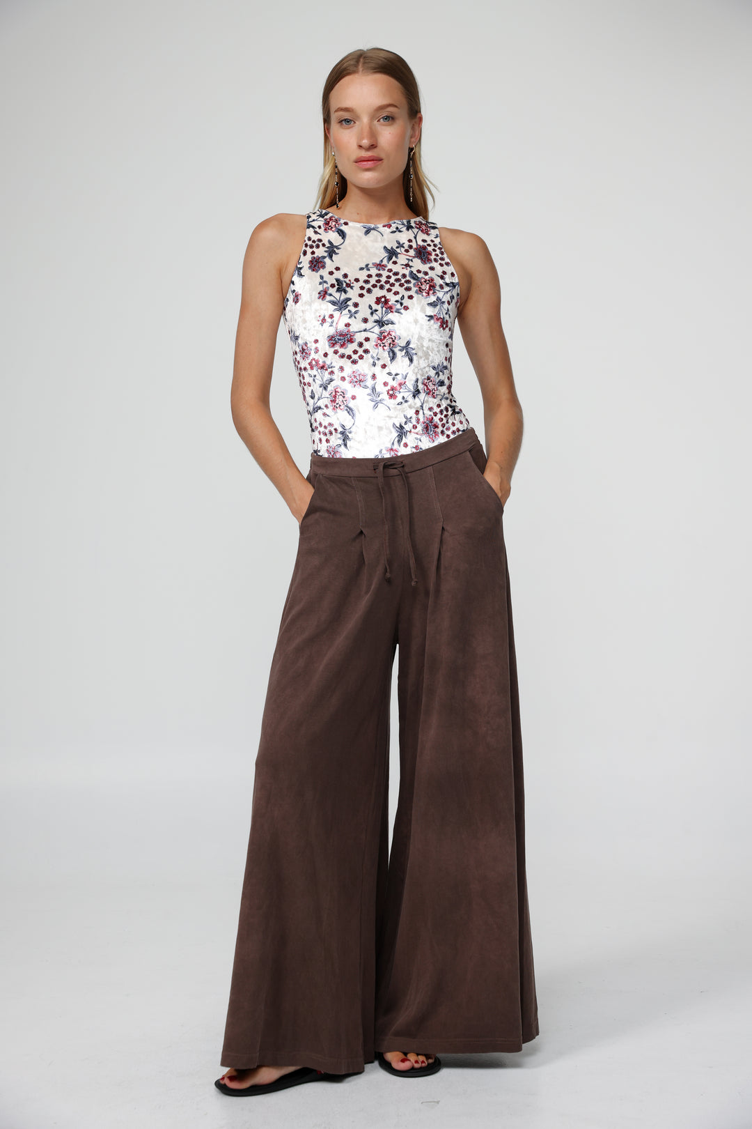 Sky Floral Velvet Bodysuit