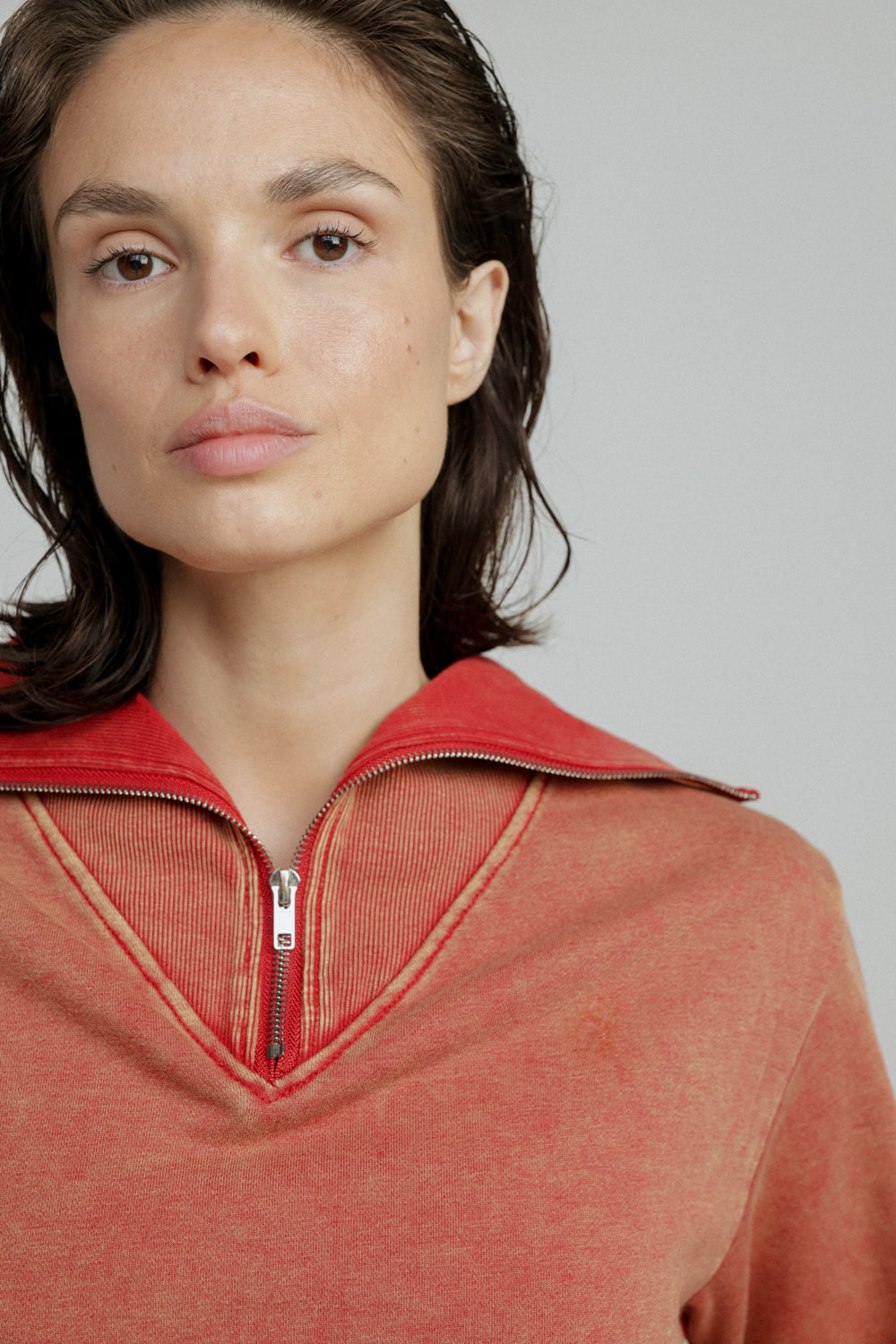 Asa Red Zipper Sweatshirt