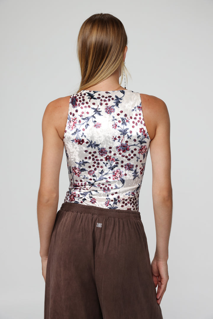 Sky Floral Velvet Bodysuit