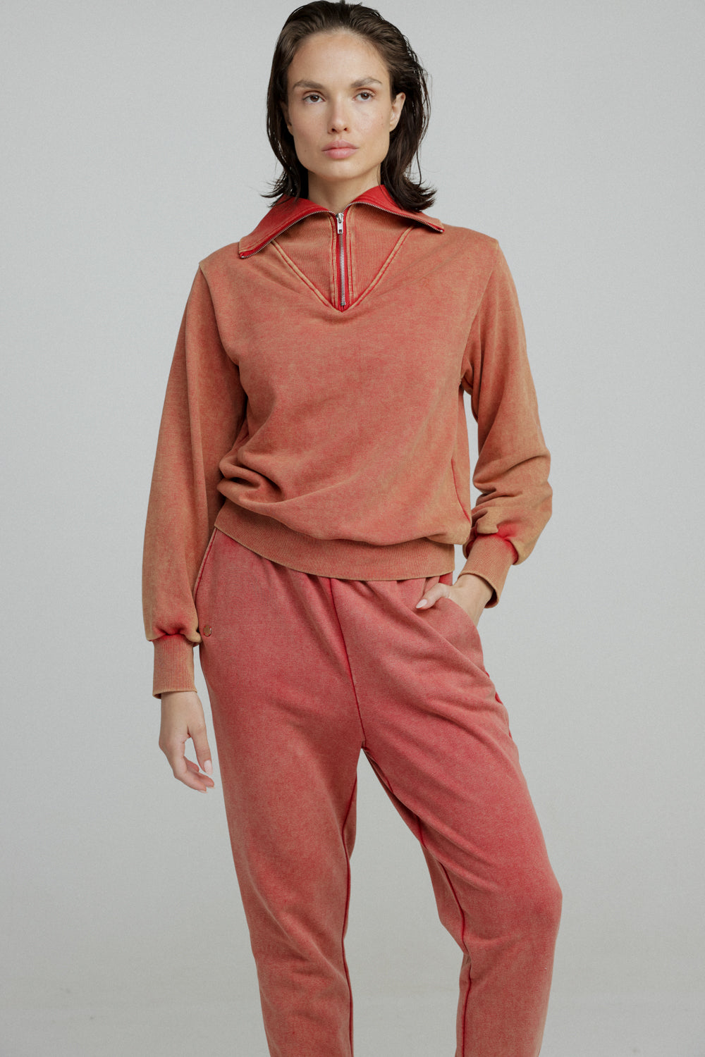 Asa Red Zipper Sweatshirt