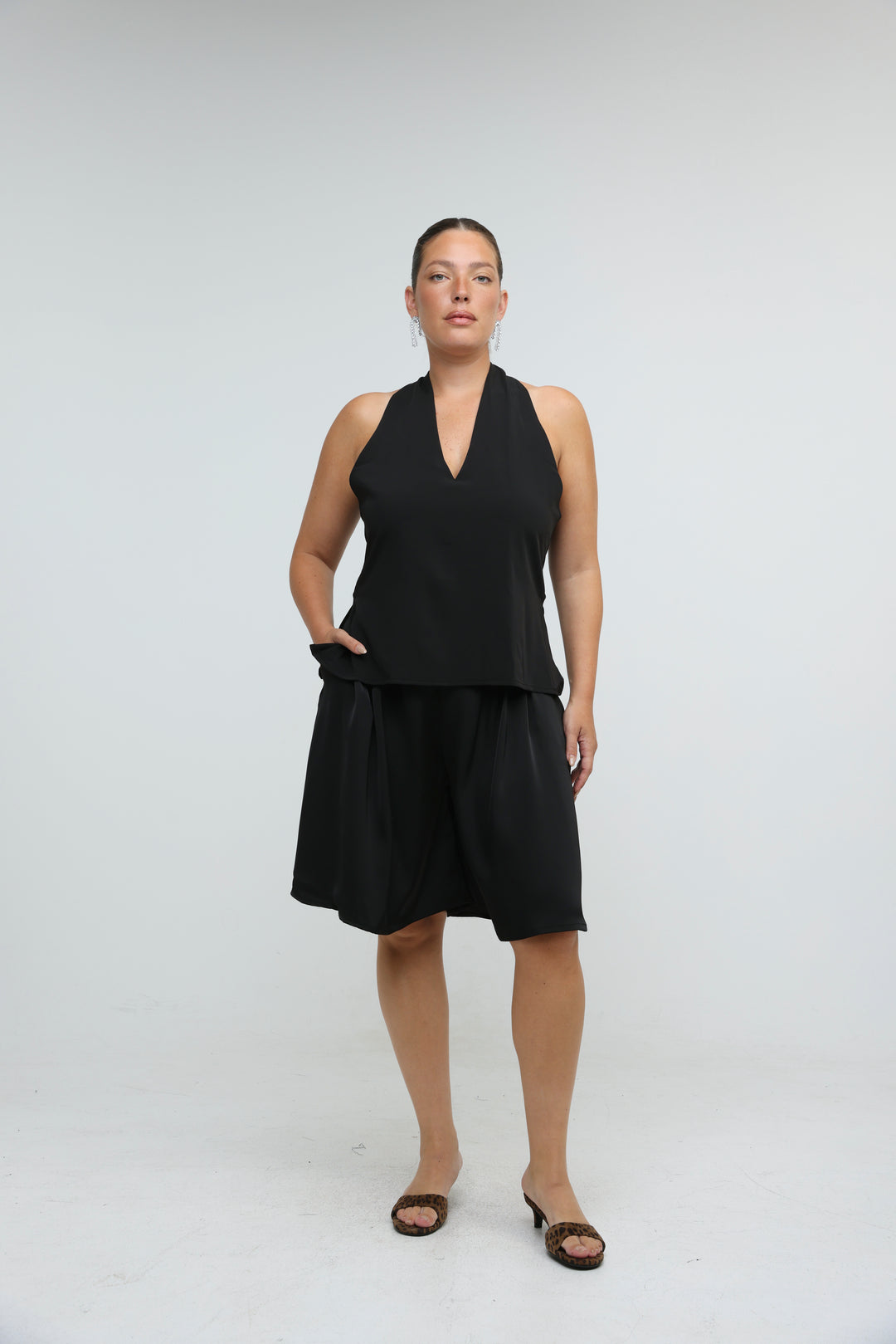Fluid Black Halter Top