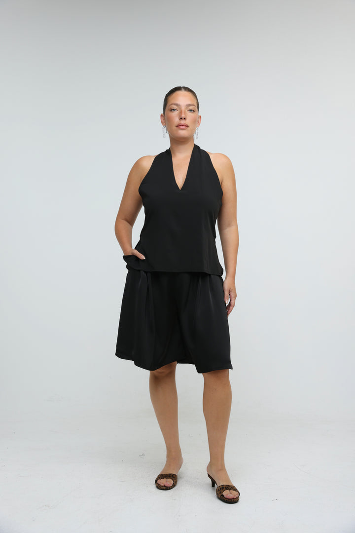 Fluid Black Halter Top