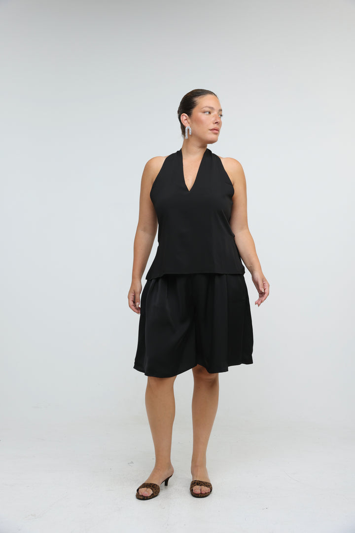 Fluid Black Halter Top