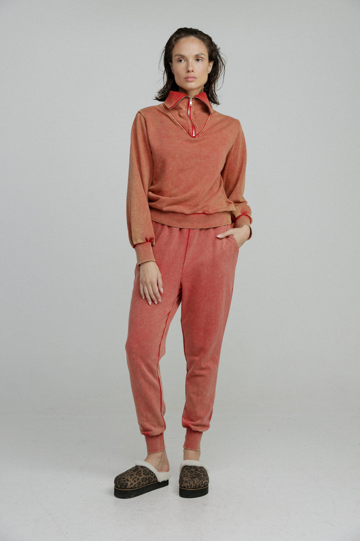 Asa Red Zipper Sweatshirt