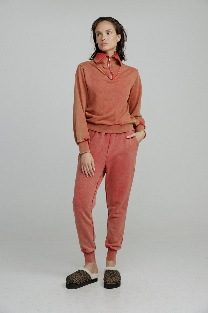 Asa Red Zipper Sweatshirt