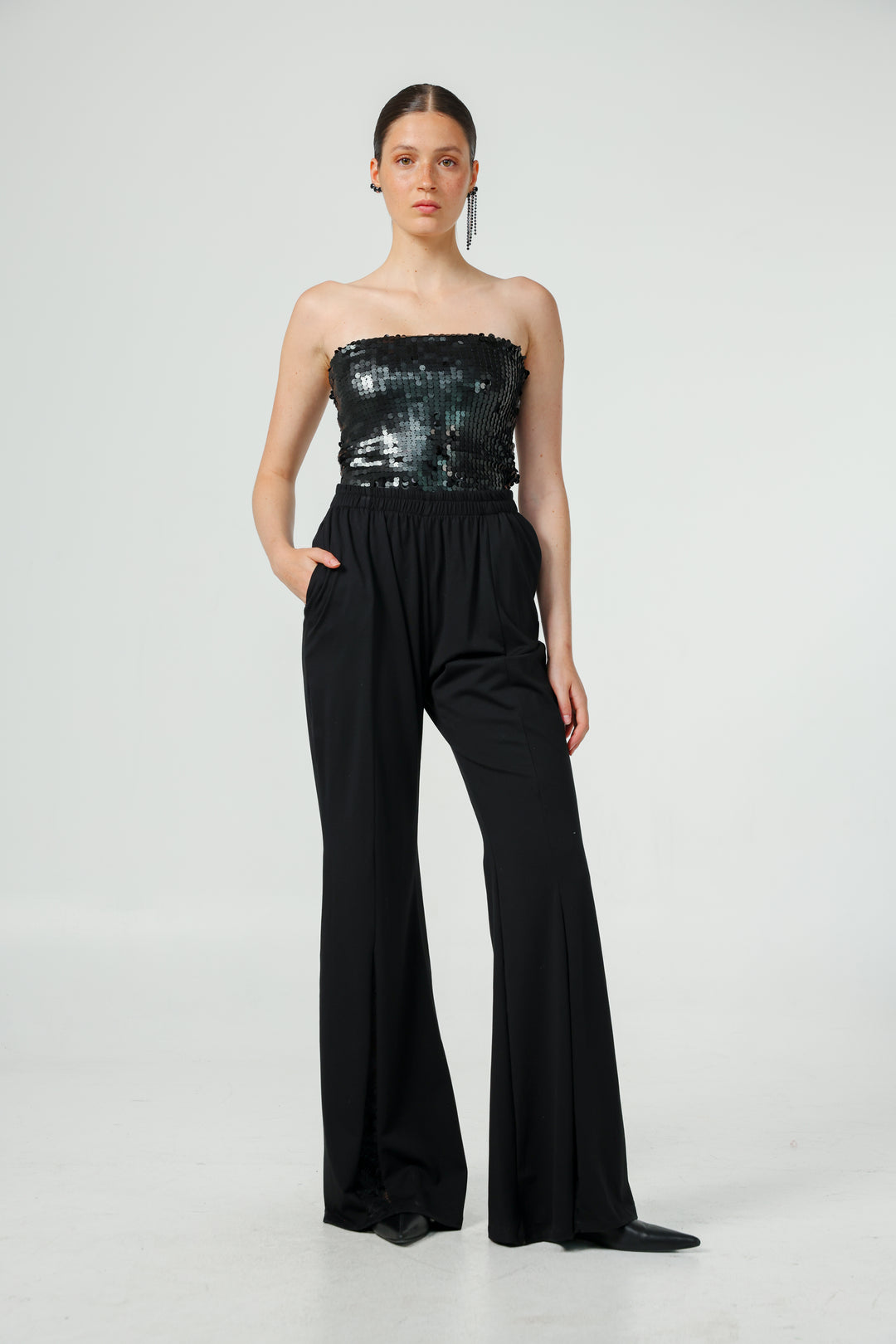 Lace Black Wide Leg Bottoms