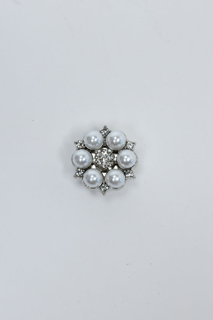 Pearl Crystal Floral Button