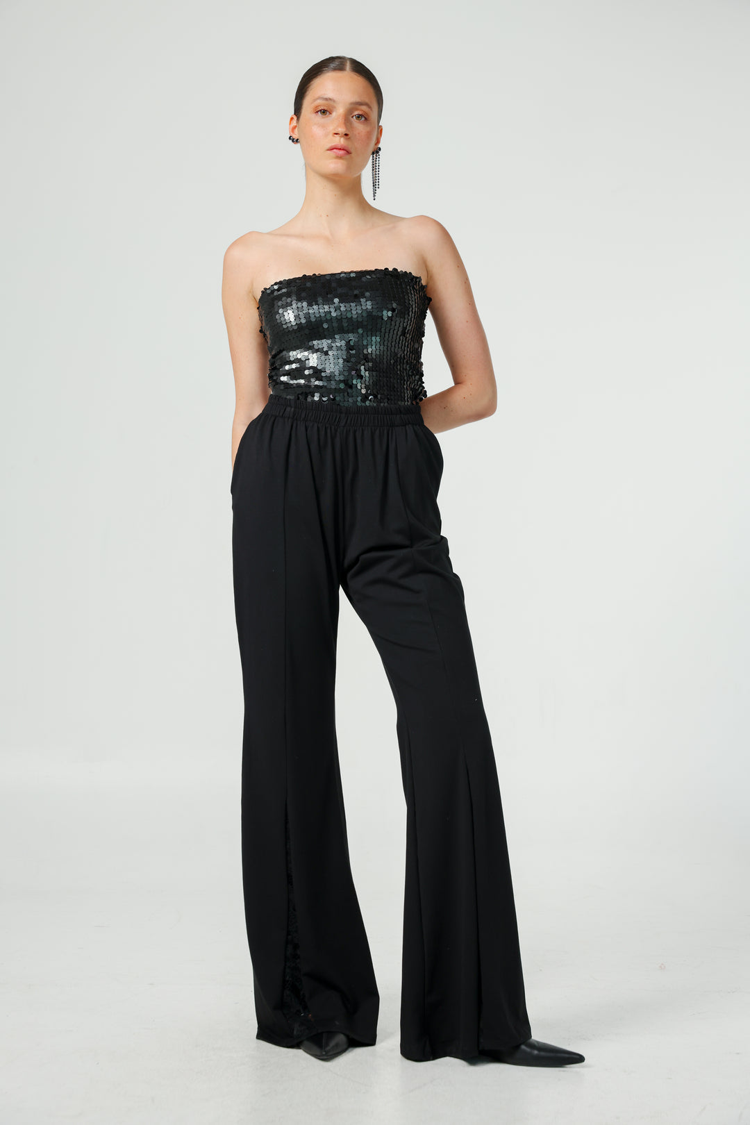 Lace Black Wide Leg Bottoms